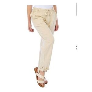 Rewash Women Linen Blend Pants L‎ Minimalist Boho Summer Beach Coastal NWT